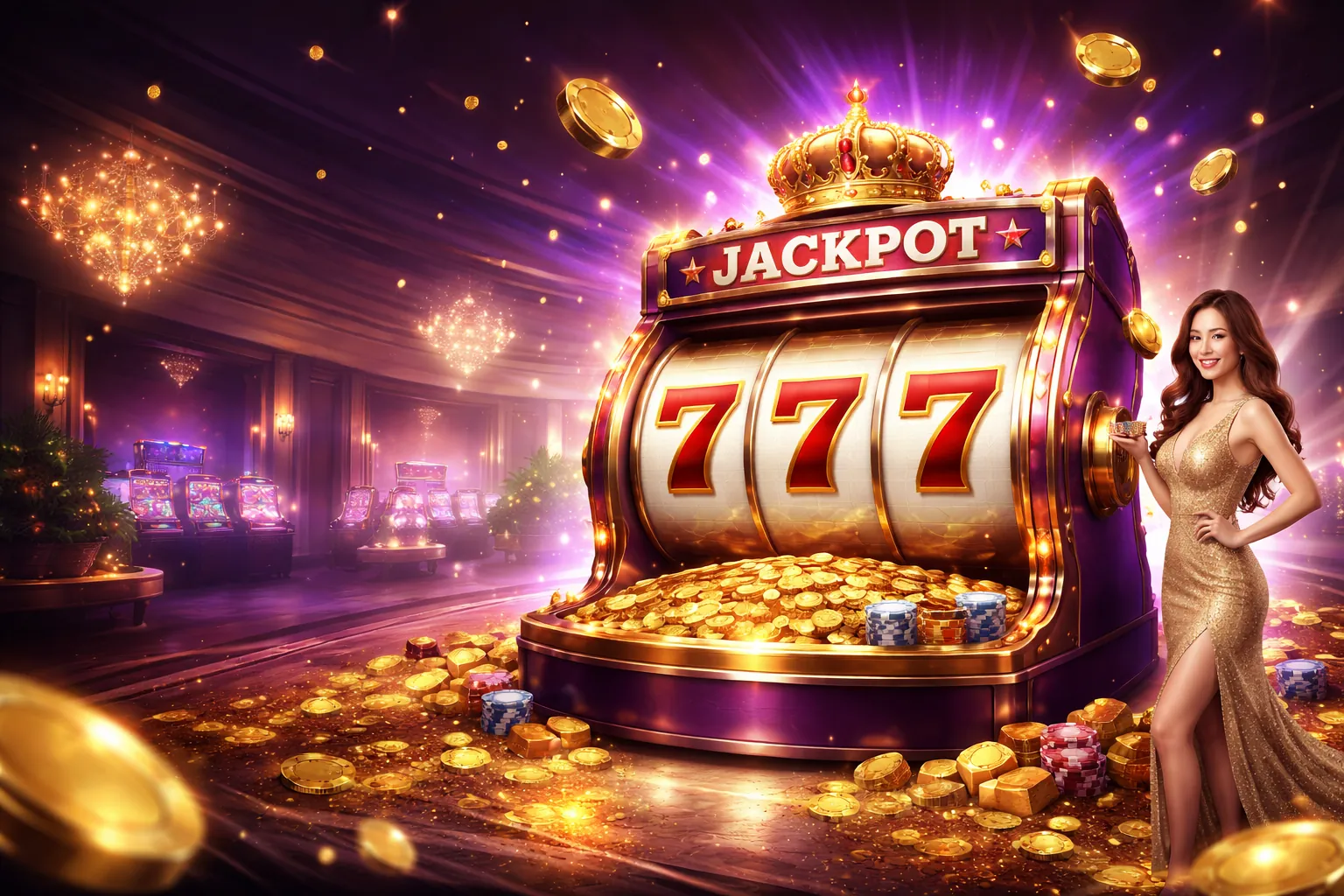 Hình ảnh chính của slot game 123b với các biểu tượng may mắn